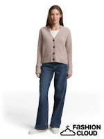 Load image into Gallery viewer, TOM TAILOR KNIT V-NECK RIB CARDIGAN soft taupe melange