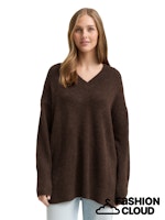 Load image into Gallery viewer, TOM TAILOR DENIM LONG V-NECK PULLOVER soft chocolate brown