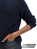 Load image into Gallery viewer, TOM TAILOR DENIM COZY MOCK NECK PULLOVER dark blue melange