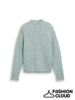 Load image into Gallery viewer, TOM TAILOR DENIM KNIT HAIRY MOCK-NECK PULLOVER silver cloud blue melange