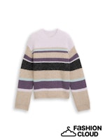 Afbeelding in Gallery-weergave laden, TOM TAILOR DENIM KNIT STRIPED MOCK-NECK PULLOVER beige lilac multicolor stripe