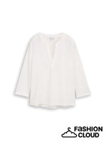 Load image into Gallery viewer, TOM TAILOR T-SHIRT FABRIC MIX HENLEY whisper white