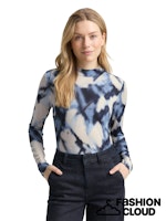 Afbeelding in Gallery-weergave laden, TOM TAILOR T-SHIRT MOCK NECK ALLOVERPRINT blue blurry argyle