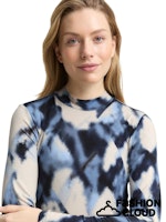 Afbeelding in Gallery-weergave laden, TOM TAILOR T-SHIRT MOCK NECK ALLOVERPRINT blue blurry argyle