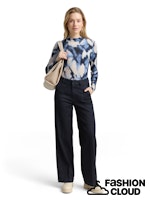 Afbeelding in Gallery-weergave laden, TOM TAILOR T-SHIRT MOCK NECK ALLOVERPRINT blue blurry argyle