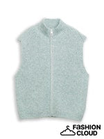 Afbeelding in Gallery-weergave laden, TOM TAILOR DENIM KNIT HAIRY ZIP VEST silver cloud blue