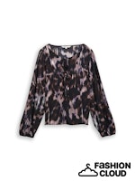 Afbeelding in Gallery-weergave laden, TOM TAILOR DENIM VOLUME SLEEVE BLOUSE black brown abstract print