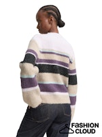 Afbeelding in Gallery-weergave laden, TOM TAILOR DENIM KNIT STRIPED MOCK-NECK PULLOVER beige lilac multicolor stripe