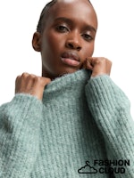 Load image into Gallery viewer, TOM TAILOR DENIM KNIT HAIRY MOCK-NECK PULLOVER silver cloud blue melange