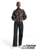 Afbeelding in Gallery-weergave laden, TOM TAILOR DENIM PRINTED BLOUSE T-SHIRT black brown abstract print