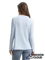 Afbeelding in Gallery-weergave laden, TOM TAILOR T-SHIRT COSY WIDE RIB MOCK NECK light fjord blue melange