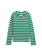 Afbeelding in Gallery-weergave laden, TOM TAILOR DENIM STRUCTURED T-SHIRT WITH BUTTONS green white stripe