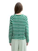 Afbeelding in Gallery-weergave laden, TOM TAILOR DENIM STRUCTURED T-SHIRT WITH BUTTONS green white stripe