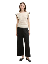 Afbeelding in Gallery-weergave laden, TOM TAILOR DENIM KNIT TOP WITH VOLANTS off white
