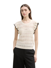 Afbeelding in Gallery-weergave laden, TOM TAILOR DENIM KNIT TOP WITH VOLANTS off white