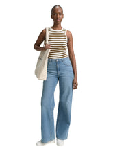 Load image into Gallery viewer, TOM TAILOR DENIM RIB RACERBACK TOP olive white stripe
