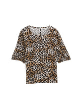 Load image into Gallery viewer, TOM TAILOR DENIM VISCOSE SHIRT WITH PUFF SLEEVE leo print
