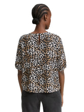 Load image into Gallery viewer, TOM TAILOR DENIM VISCOSE SHIRT WITH PUFF SLEEVE leo print