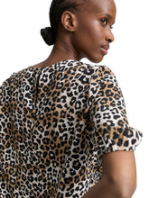 Load image into Gallery viewer, TOM TAILOR DENIM VISCOSE SHIRT WITH PUFF SLEEVE leo print
