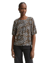 Load image into Gallery viewer, TOM TAILOR DENIM VISCOSE SHIRT WITH PUFF SLEEVE leo print