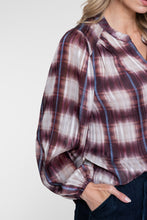 Afbeelding in Gallery-weergave laden, GEISHA BLOUSE CHECK LUREX off white/port/blue