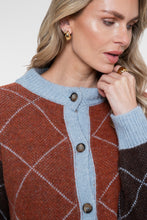 Afbeelding in Gallery-weergave laden, GEISHA VEST ARGYLE toffee/brown/light blue