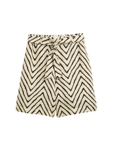 Load image into Gallery viewer, TOM TAILOR BERMUDA LINEN PANTS natural zig zag design
