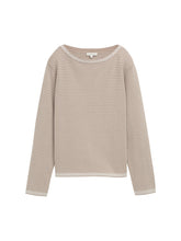 Afbeelding in Gallery-weergave laden, TOM TAILOR KNIT PULLOVER WITH BUBBLE STRUCTURE soft taupe bubble knit stripe