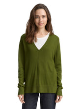Afbeelding in Gallery-weergave laden, TOM TAILOR KNIT FLUENT V-NECK PULLOVER deep ivy green