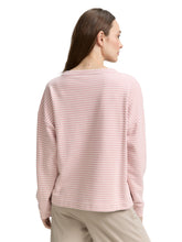 Load image into Gallery viewer, TOM TAILOR SWEATSHIRT STRIPED BOATNECK morning pink offwhite