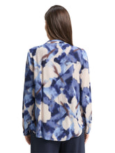 Afbeelding in Gallery-weergave laden, TOM TAILOR BLOUSE PRINTED V-NECK blue blurry argyle