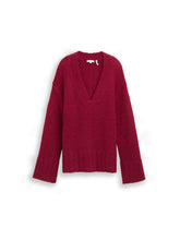 Afbeelding in Gallery-weergave laden, TOMTAILOR KNIT HAIRY V-NECK PULLOVER rumba red melange