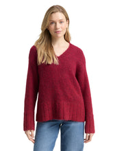 Afbeelding in Gallery-weergave laden, TOMTAILOR KNIT HAIRY V-NECK PULLOVER rumba red melange