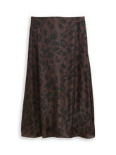 Afbeelding in Gallery-weergave laden, TOM TAILOR SKIRT SATIN brown black big leo print