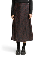 Afbeelding in Gallery-weergave laden, TOM TAILOR SKIRT SATIN brown black big leo print