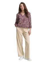 Load image into Gallery viewer, TOM TAILOR BLOUSE WITH FEMININE V-NECK dark red abstract dot design