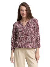 Load image into Gallery viewer, TOM TAILOR BLOUSE WITH FEMININE V-NECK dark red abstract dot design