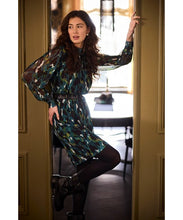 Load image into Gallery viewer, TRAMONTANA DRESS MESH AUTUMN BRUSHES print petrols
