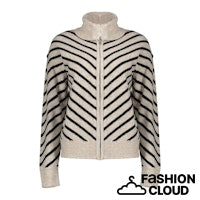 GEISHA CARDIGAN ZIP STRIPED black/sand