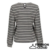 Load image into Gallery viewer, GEISHA TOP STRIPED AJOUR black/off white
