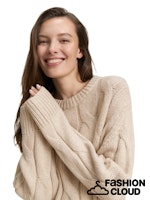 Afbeelding in Gallery-weergave laden, TOM TAILOR KNIT PULLOVER WITH CABLE STRUCTURE soft taupe melange
