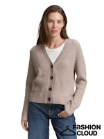 Afbeelding in Gallery-weergave laden, TOM TAILOR KNIT V-NECK RIB CARDIGAN soft taupe melange
