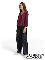Load image into Gallery viewer, TOM TAILOR BLOUSE WITH FEMININE V-NECK bordeaux red
