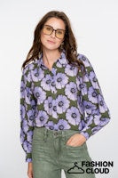 Load image into Gallery viewer, GEISHA BLOUSE PRINT FLOWERS purple/green
