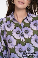 Load image into Gallery viewer, GEISHA BLOUSE PRINT FLOWERS purple/green
