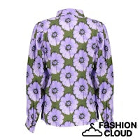 Load image into Gallery viewer, GEISHA BLOUSE PRINT FLOWERS purple/green
