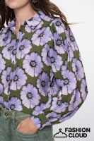 Load image into Gallery viewer, GEISHA BLOUSE PRINT FLOWERS purple/green
