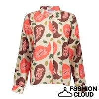 GEISHA BLOUSE PRINT red/wool white