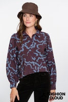 Load image into Gallery viewer, GEISHA BLOUSE PRINT blue/burgundy
