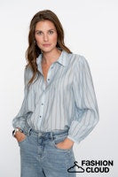 Load image into Gallery viewer, GEISHA BLOUSE STRIPES light blue/greige
